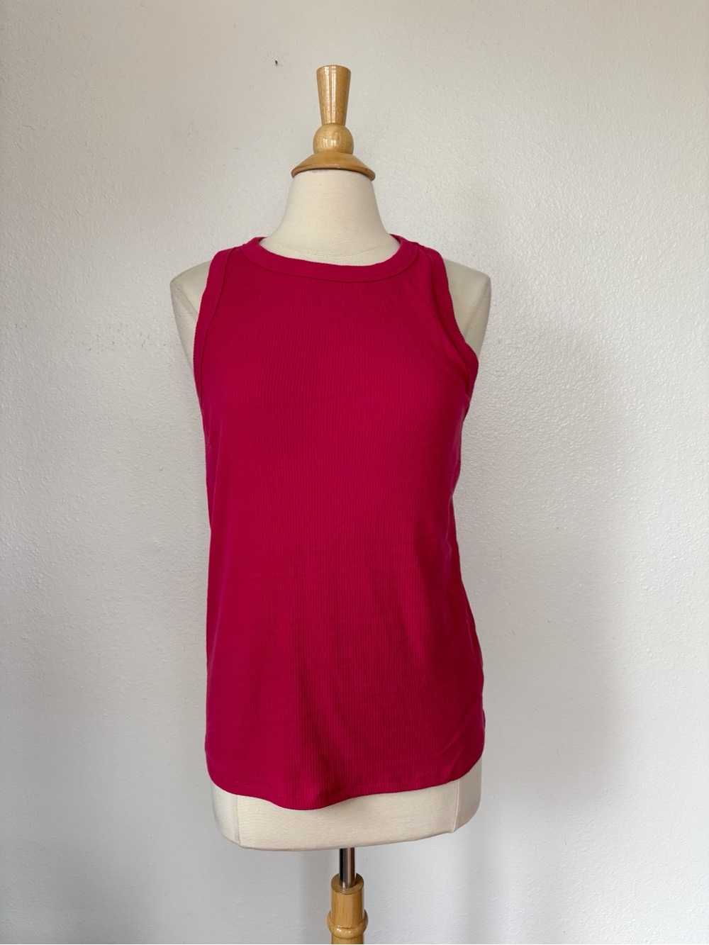Solid Pink Ribbed Tank Top